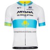 Completo Maglia + Pantaloncino con bretelle 2022 Astana Qazaqstan Campione Kazako Manica Corta Blu Bianco